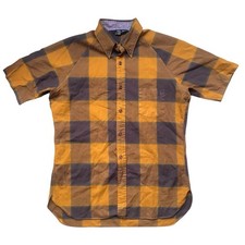 Sears Premere VTG Wool Button Down Shirt Plaid Check 70s Gold Green Mens Large