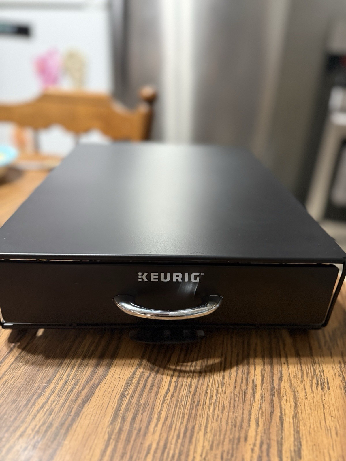 Keurig Coffee Pod Holder Drawer Rack Metal Black Modern Rectangular