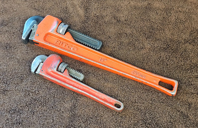 2 Ridgid Ritco Super-Ego 10'' 18'' Adjustable Pipe Wrench Monkey Wrench