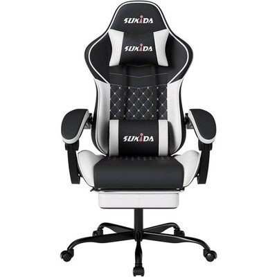 Gaming Stuhl Ergonomisch Racing Computerstuhl höhenverstellbar schwarz-weiß