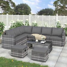 Rattan Garden Furniture Set 8 Seater Outdoor Patio Corner Sofa Table Lounge Set