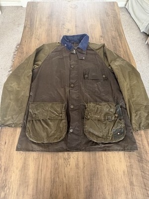 Herren Barbour Customized Slim Bedale Dept B Wachsjacke, Grün, XL,