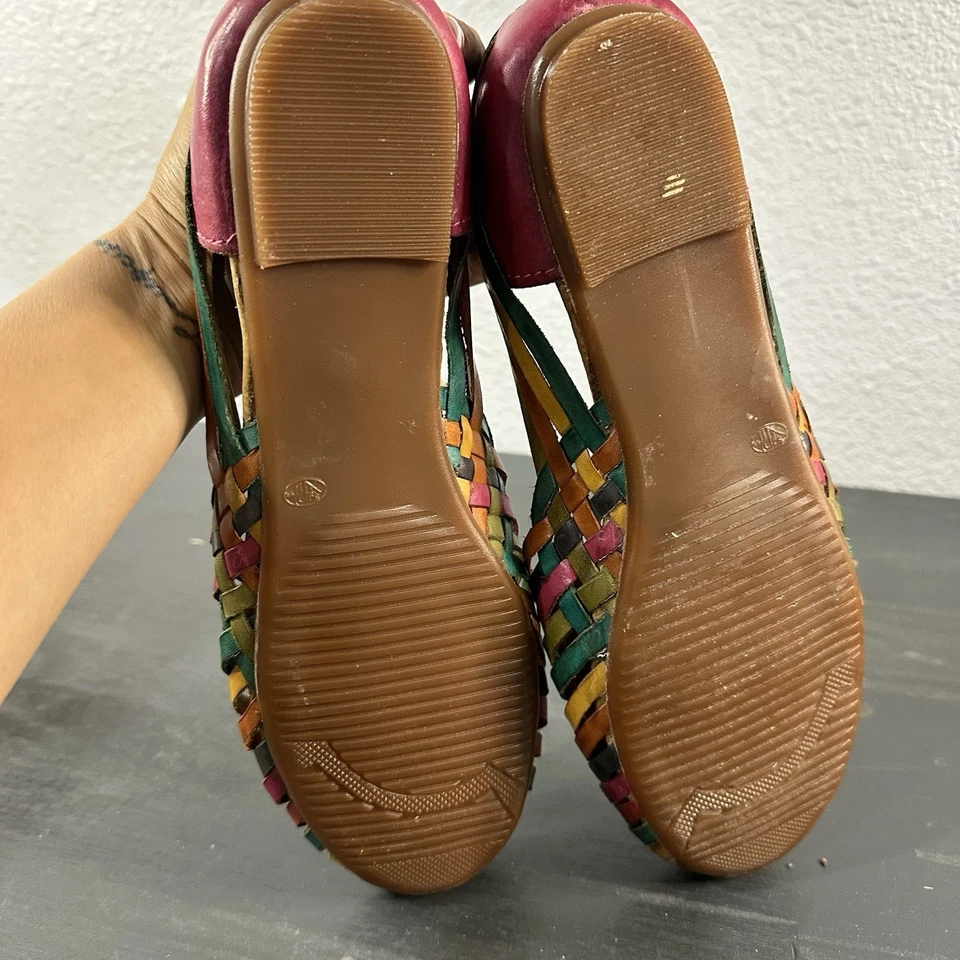 Sandalias Huarache Mexicanas Tejidas a Mano Cuero Multicolor Mujer Talla 10 - NUEVAS Foto 4 de 4
