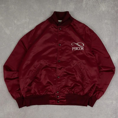 Holloway Vintage Psicor Satin Bomberjacke X-Small Herren 1990er Hergestellt in den USA