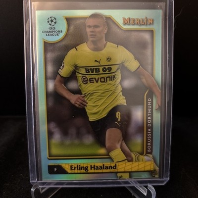 2021-22 Topps Merlin Chrome UEFA Erling Haaland Aqua Refractor #/199 Dortmund