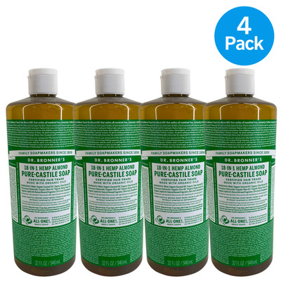 Dr. Bronner's 18-in-1 Pure-Castile Magic Soap Almond 32 fl oz 4 Pack New