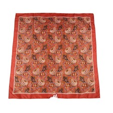 Square Scarf Womens Orange Paisley Satin 27.5 In Neck Hair Wrap Spring Summer