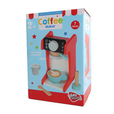 Playright Wooden Coffee Maker Set 7 Pieces Red Kids 2 Barista Toy