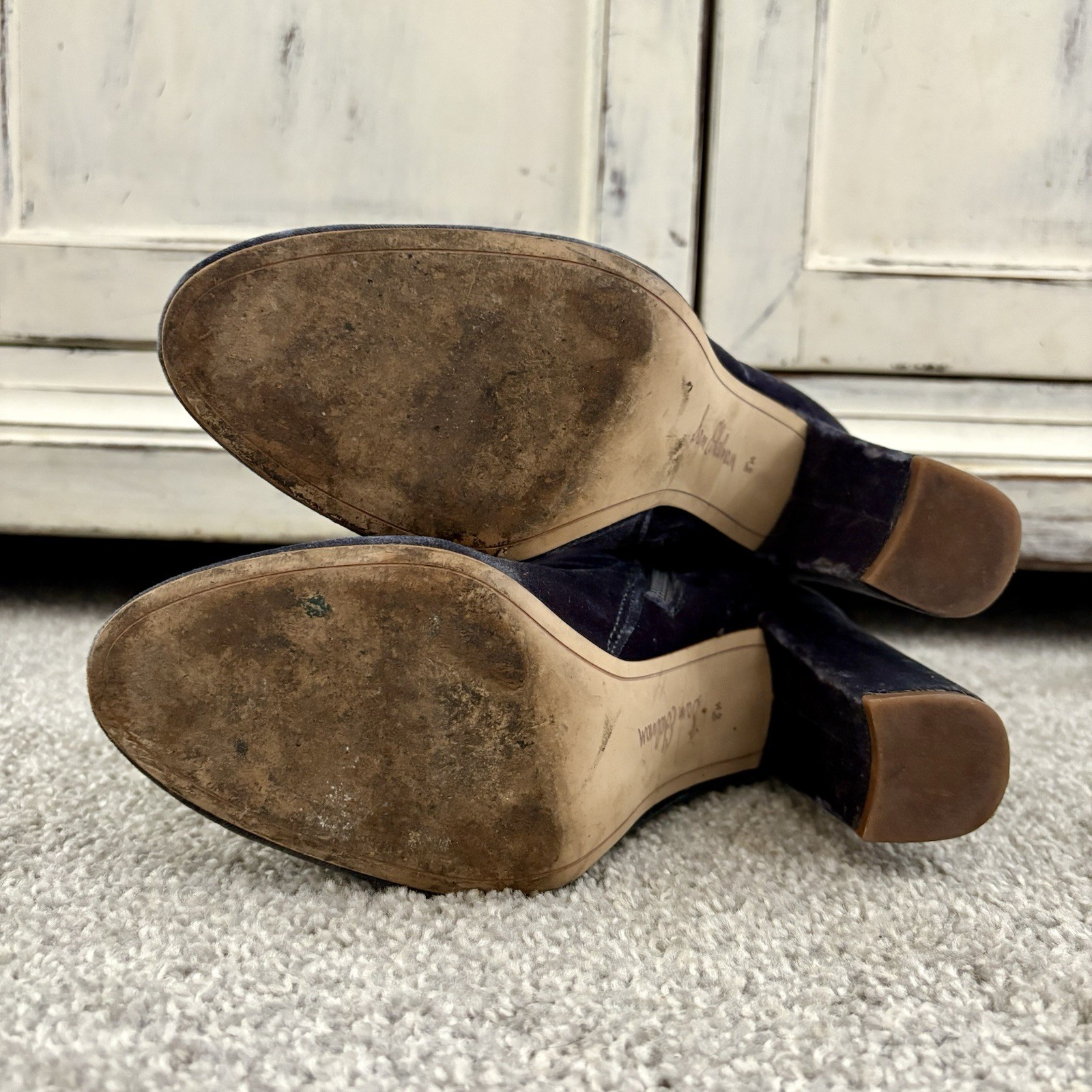 Sam Eldeman Blue Velvet Calexa Ankle Booties Heel… - image 5