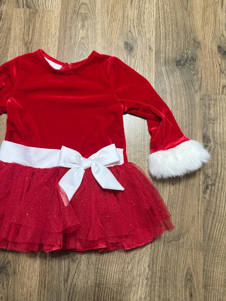 Vintage Bonnie Baby Dress Baby 12M Red Tulle Skirt Sparkle Christmas Velvet - Image 4 of 4