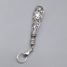 Antique Edwardian Sterling Silver  Keychain / Keyring  -  Birmingham 1908 (i9)