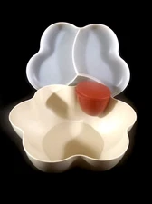 Tupperware Open House Cream Chip Bowl, Latte Cover/Tray & Cinnamon Dip Bowl