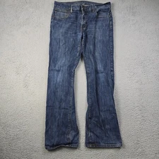 RB Rustic Blue Jeans Mens 34x32 Blue Denim Bootcut Medium Wash Distressed Retro