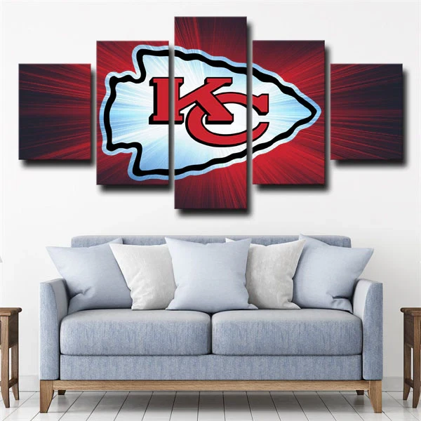 Kansas City Chiefs NFL American Football Team Logo 5 Piece Panel Canvas Wall Art