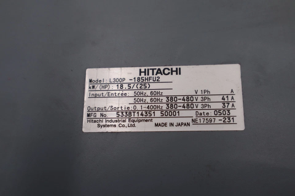 HITACHI L300P-185HFU2 18.5/25 KW/HP FREQUENCY DRIVE STOCK 4338 - Image 2 of 4