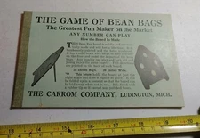 Vintage The Carrom Company Ludington MI Bean Bag Advertising Cardboard Rules