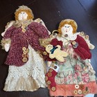Vintage Folk Art Angel Tree ornament Button Wing Christmas Hand Crafted