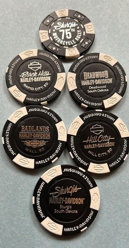2015 Harley Davidson 75th STURGIS Black Hills Rally 6 poker chip set