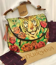 ANUSCHKA NWT🐯Zippered Flap-over Crossbody Shoulder Bag-Tiger in Love 482-TGR
