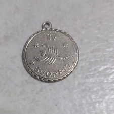 Silver Tone Scorpio Round Zodiac Pendant