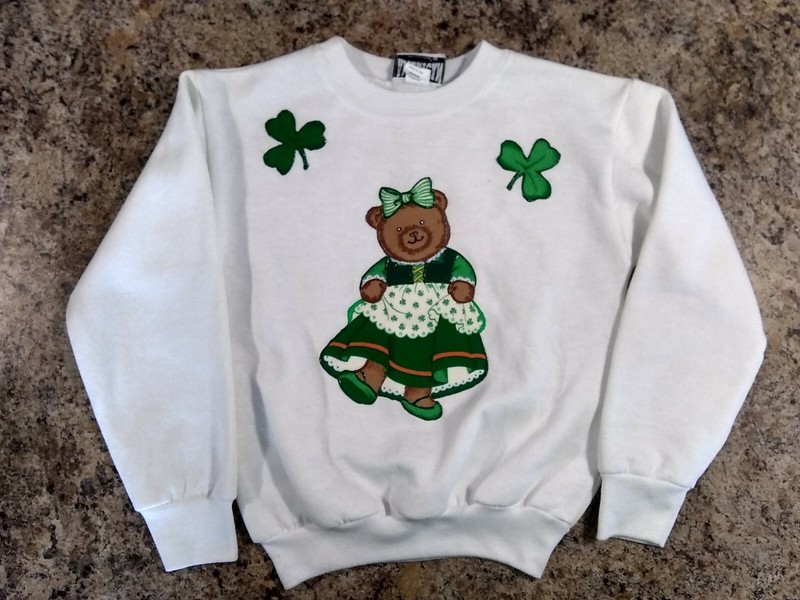 St Patrick's Day Homemade Handmade Sweatshirt Child's Medium Made in USA
