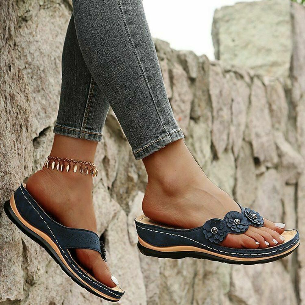 Ladies Foam Summer Walking Sandals Wedge Heel Memory Womens Wide Fit Shoes  Size