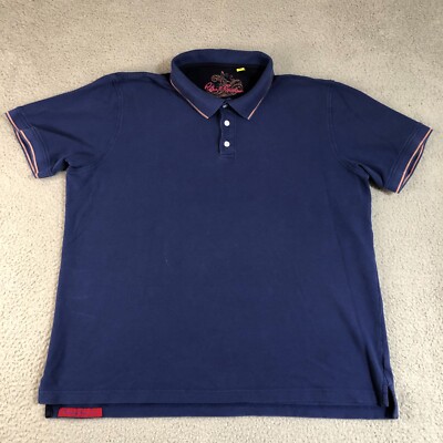 Robert Graham Shirt Mens 2XL XXL Blue Polo Solid Preppy Casual Collared Slit