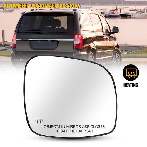 Fit 2008-2016 Dodge Grand Caravan Right Passenger Rear View Heated Mirror Glass