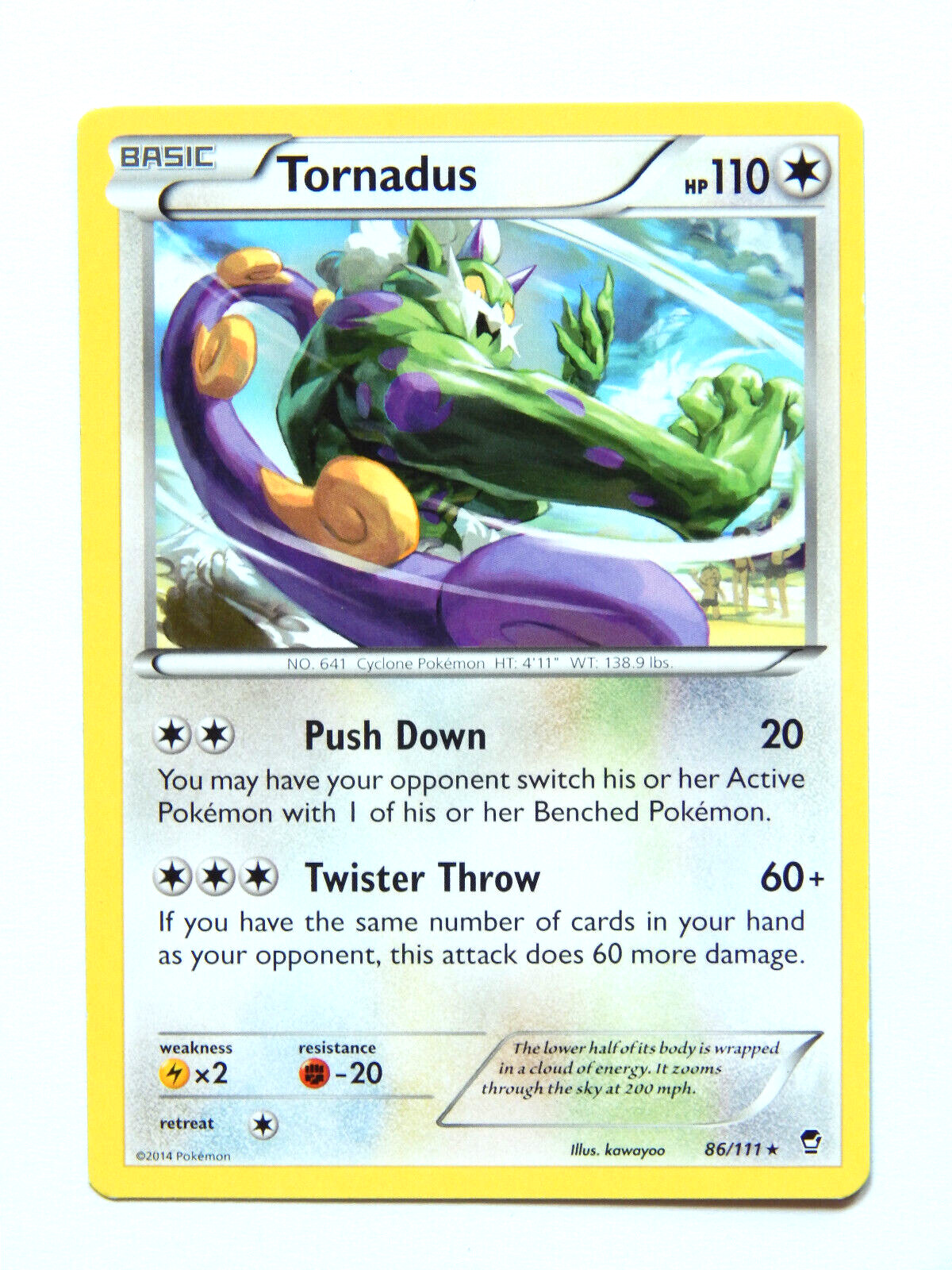 Tornadus 86/111 (LP, Pokemon Card, Furious Fists, 2014, Colorless, Rare)
