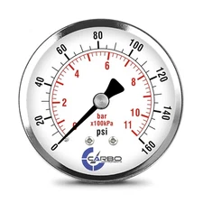 2-1/2" Pressure Gauge - Chrome Plated Steel Case, 1/4"NPT, Back Mnt. 160 PSI