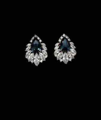 4Ct Lab Created Sapphire Push Back Halo Stud Earrings 18K White Gold Over