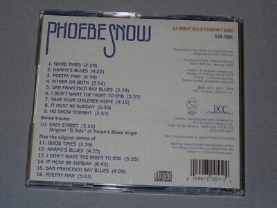 PHOEBE SNOW - S/T SAME (1974) / DCC 24 KARAT GOLD JAPAN-CD 1994