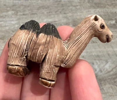 OOAK Vintage Hand Carved Camel Figurine Pottery 1.25'' Unmarked