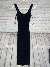 ribbed knit bodycon mindi dress black size XS NWOT
