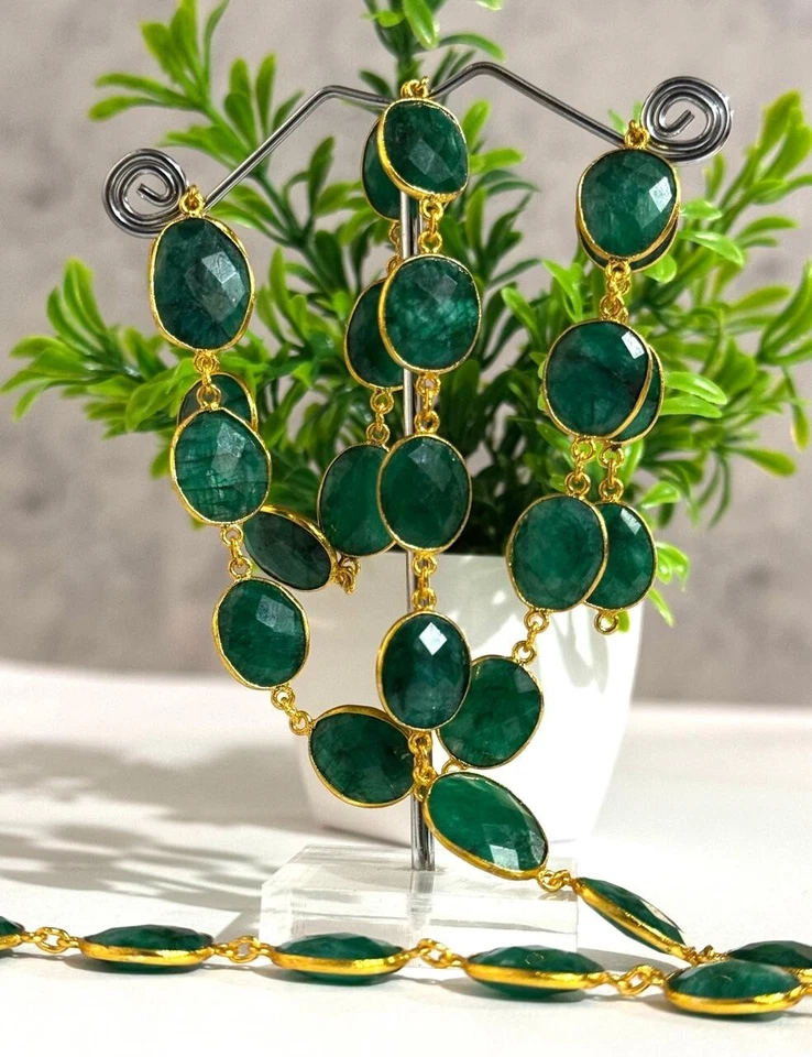 Cadena conector bisel verde esmeralda chapada en oro alambre envuelto joyería hágalo usted mismo Foto 2 de 4