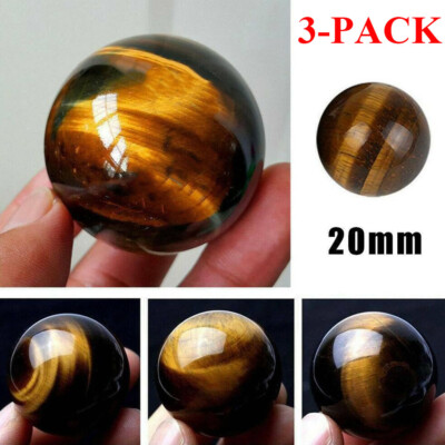 3x Natural Healing Stone Rare Tiger Eye Crystal Ball Gemstone Sphere Ornament