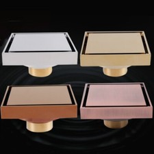 Square Brass Floor Drain Deodorant Bathroom Shower Drain Tile Insert Invisible