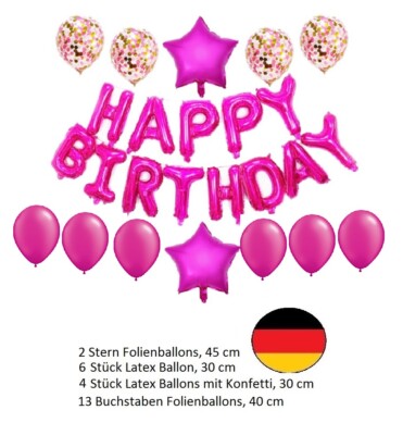 Happy Birthday Set Folienballon Luftballon Buchstaben Geburtstag Deko Party 