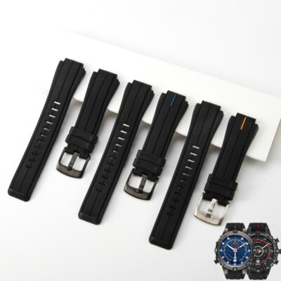 Premium Convex Silicone Watch Band Strap 24 X16mm for Timex T2N720 721 TW2T76300