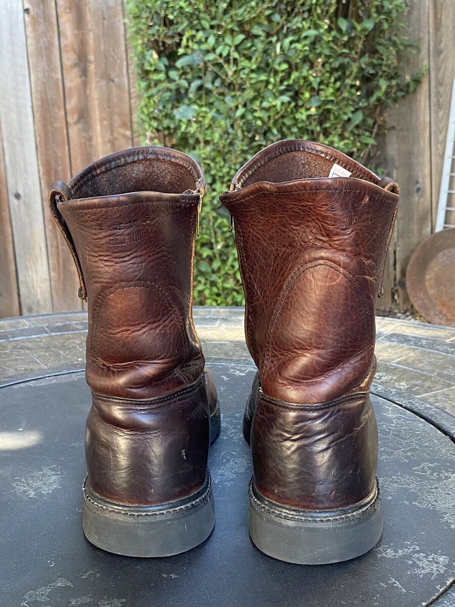 Vintage Red Wing Pecos Wedge Boots Side Zip Brown Leather Vintage Red Wing Pecos Wedge Boots Side Zip Brown Leather