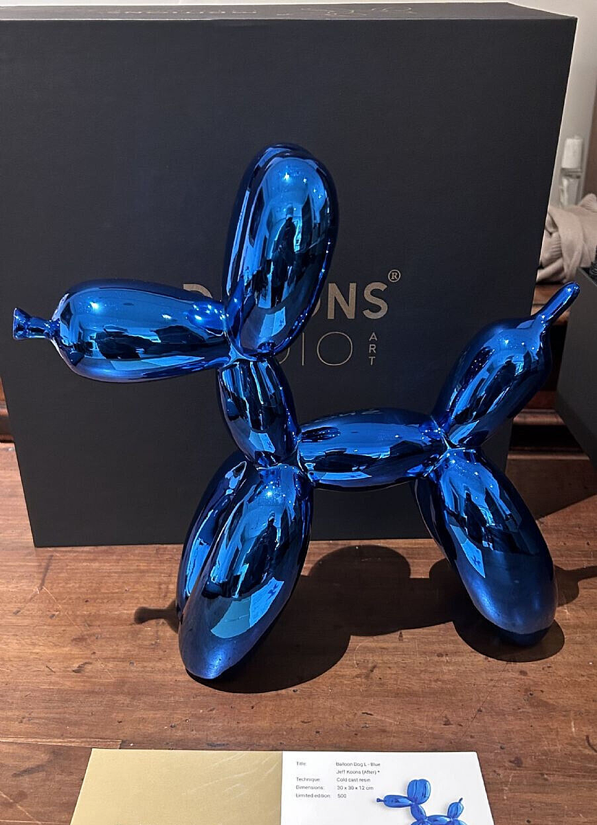 JEFF KOONS Balloon Dog Editions Studio Art Resin Blue Blue COA