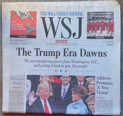 DONALD TRUMP INAUGURATION ELECTION newspaper 2017 rare