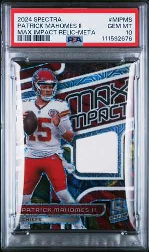 2024 Panini Spectra Football Max Impact Relic Meta Patrick Mahomes II /25 PSA 10