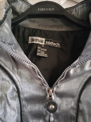 Jamie Sadock Jacket Vest Medium Womens Grey Splatter Wet Look Tennis Zipper Golf - Picture 2 of 11
