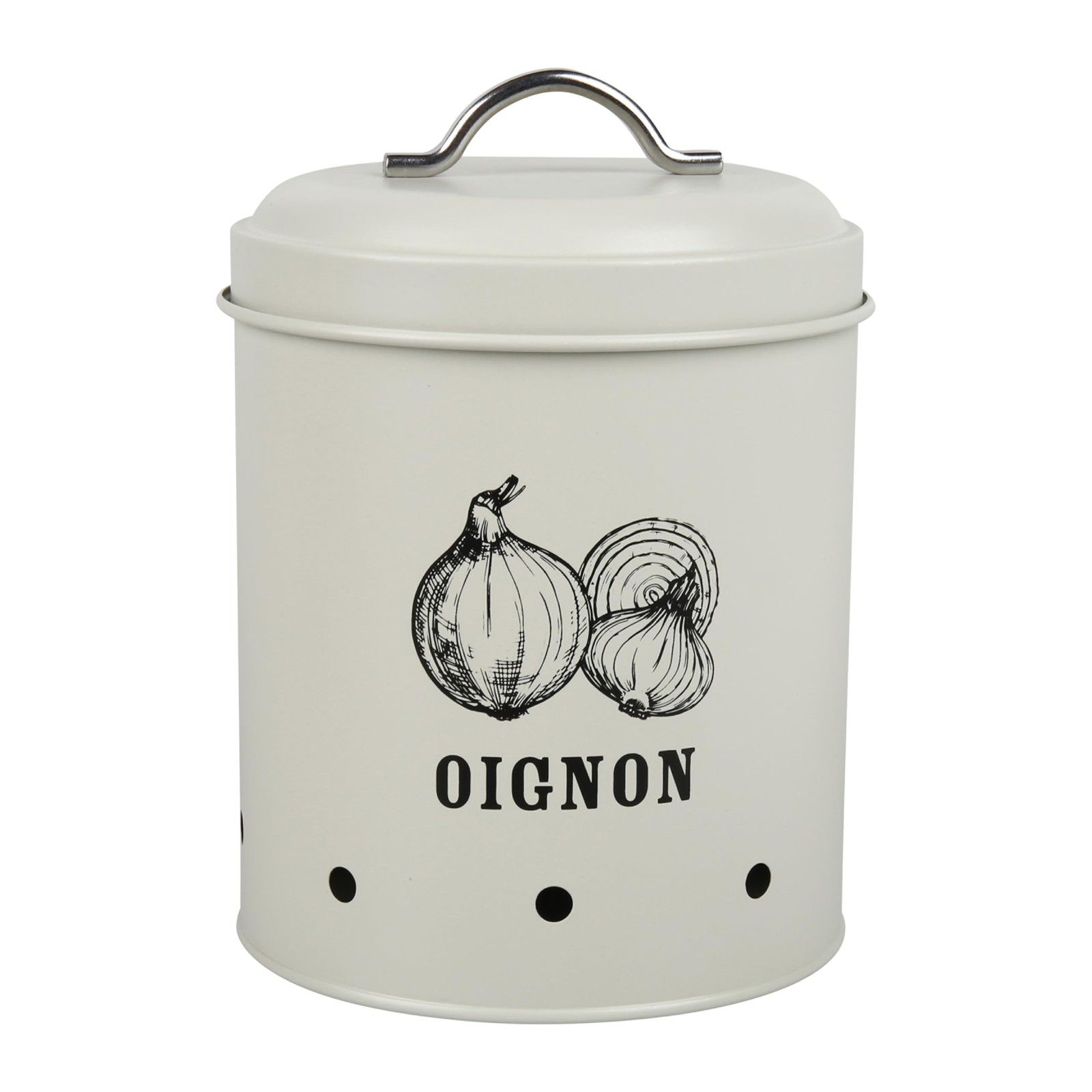 Boîte à oignons Ø14 cm en céramique blanche h19 cm