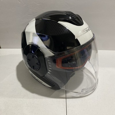 LS2 Verso Open Face Motorcycle Helmet Gloss White Black Small