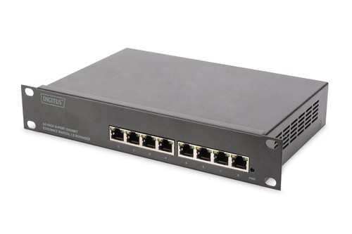 DIGITUS Gigabit Ethernet Netzwerk-Switch - 10 Zoll - 8 Ports - L2+ Managed - VLA - 第 1/5 張圖片