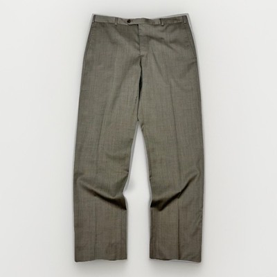 Vintage Zanella Wool Dress Pants Tan Italy 36x31 Flat Front Trousers