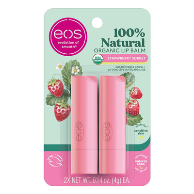 eos Natural & Organic Strawberry Sorbet Lip Balm 2-Pack 0.14oz