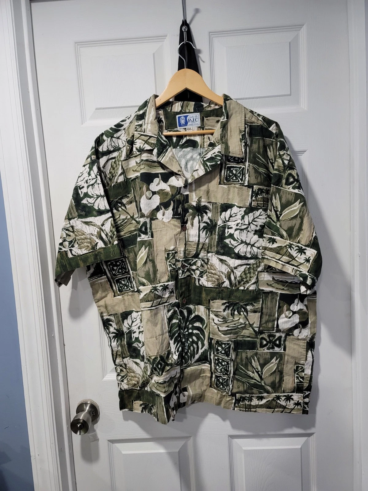 RJC Hawaiian Shirt Mens 4XL Vintage Tropical Floral 100% Cotton Made USA Hawaii